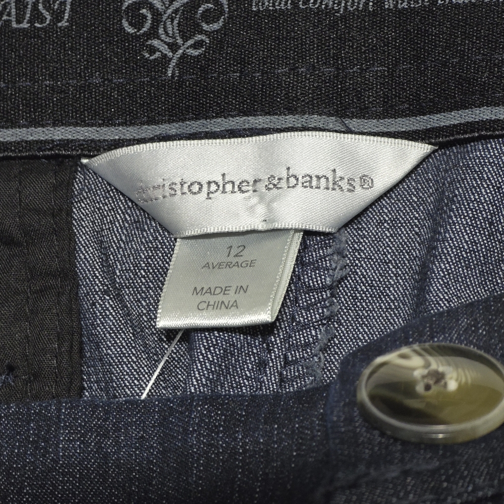 NWT Christopher & Banks Womens 12 Dark Blue Denim Pants Signature Comfort - Picture 3 of 12
